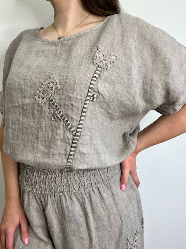 Bluza Bloom - Sivo-rjava