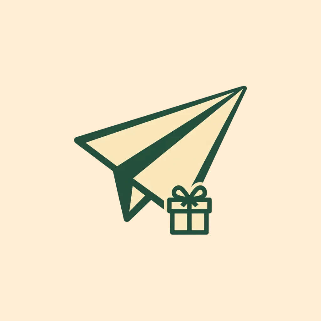 make me a free delivery icon in the shape of paper plane in colours #214030 and #FFEDD4. make background in colour #FFEDD4
